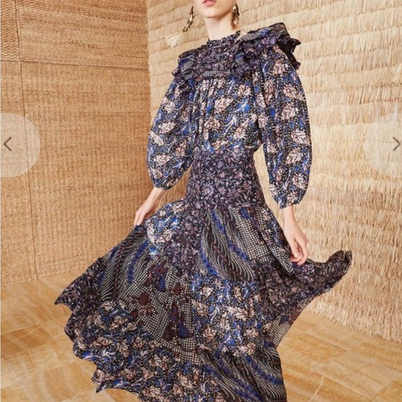 Ulla Johnson Asilia Maxi Smocked Waist Skirt - Indigo
